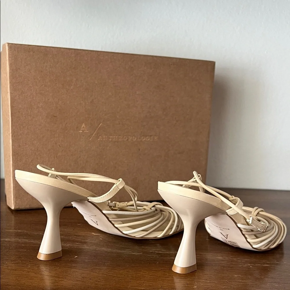 Anthropologie Cream Strappy Heels